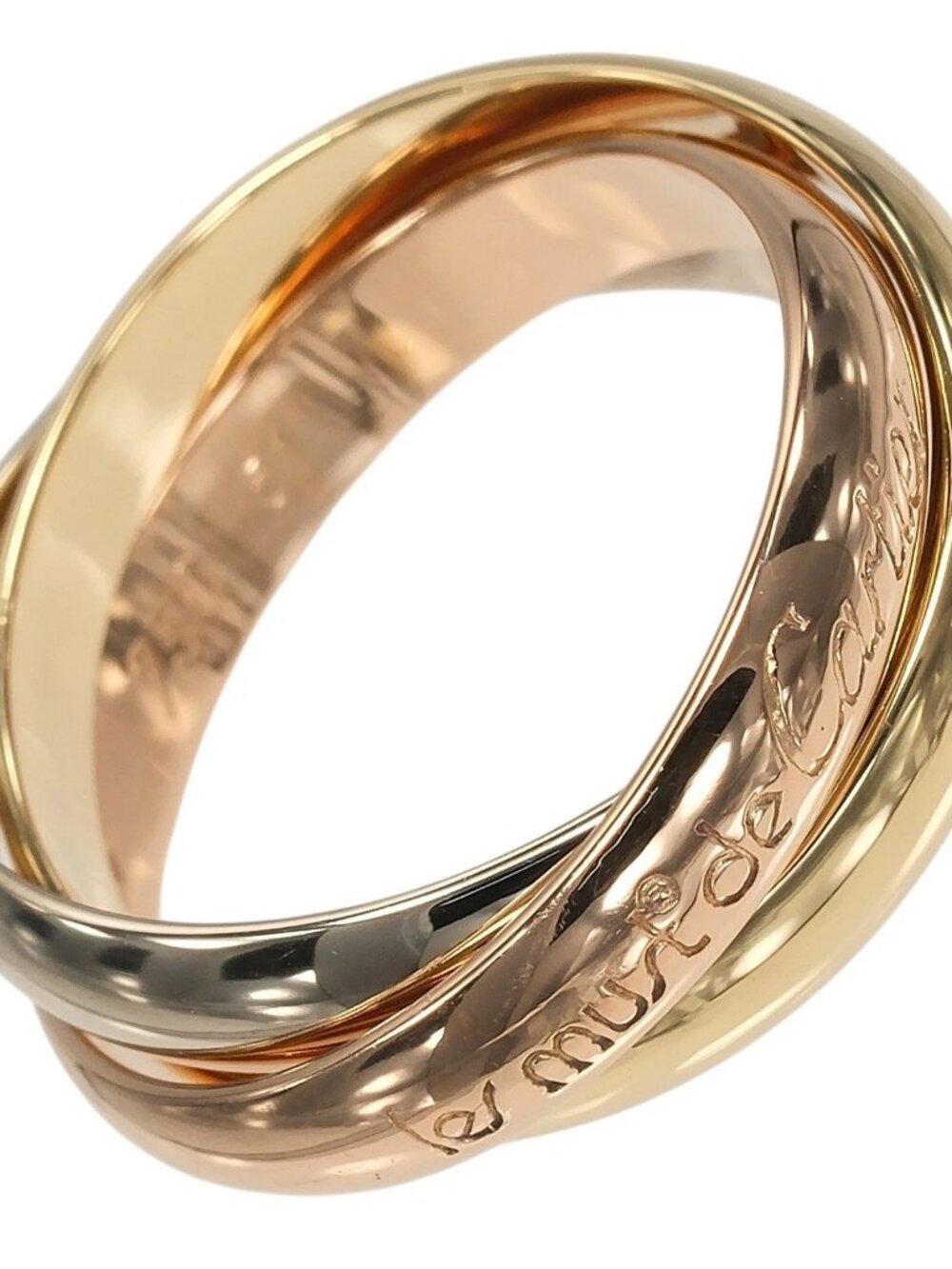 CARTIER Trinity Ring 0.1" band K18 Gold (YGxPGxWG) #5.8(US Size) 7.45g Women